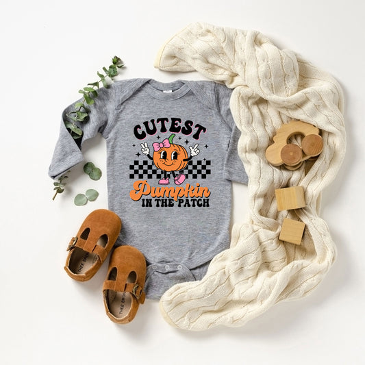 Cutest Pumpkin Checkered | Baby Graphic Long Sleeve Onesie