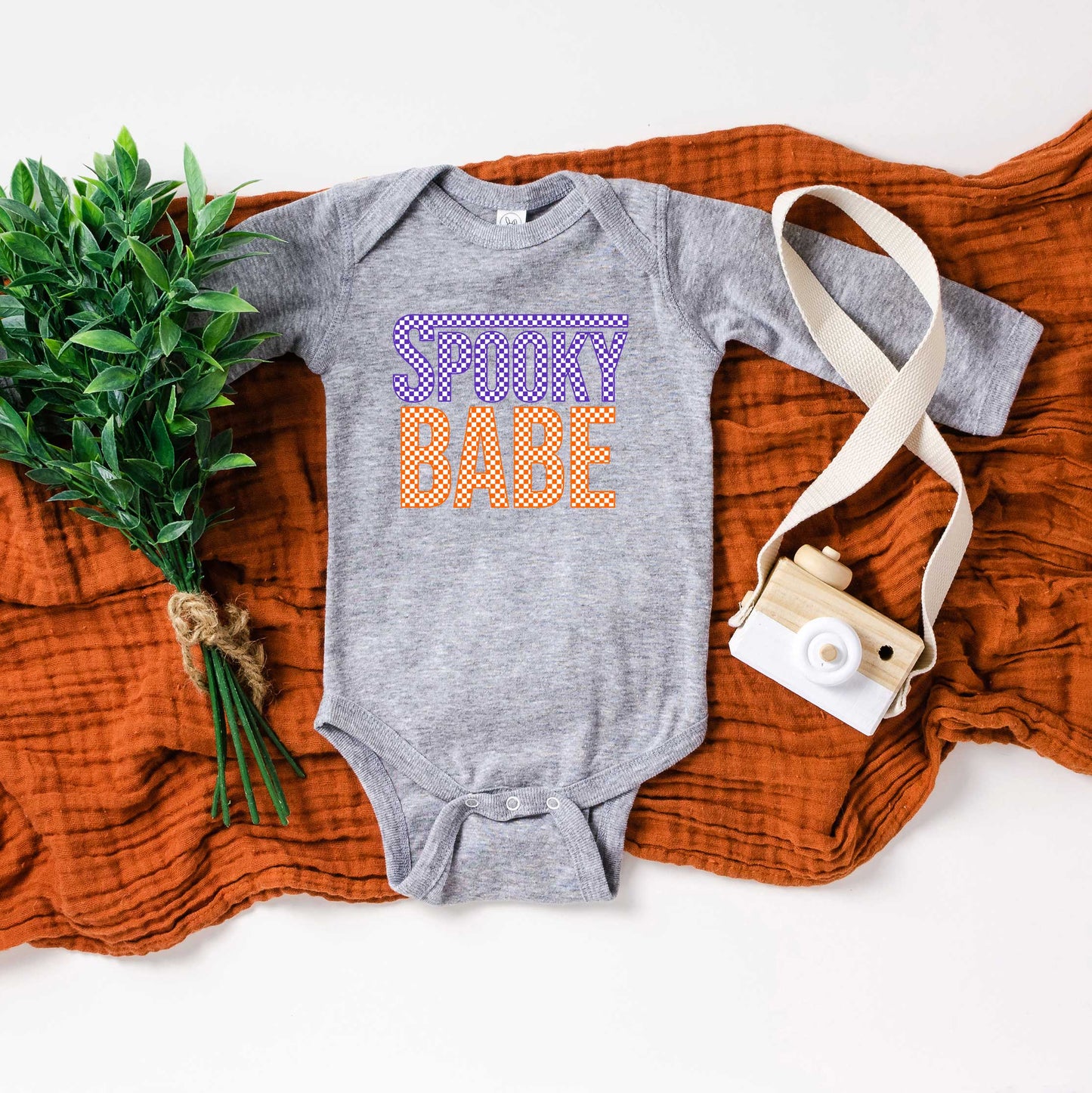 Spooky Babe Checkered | Baby Graphic Long Sleeve Onesie