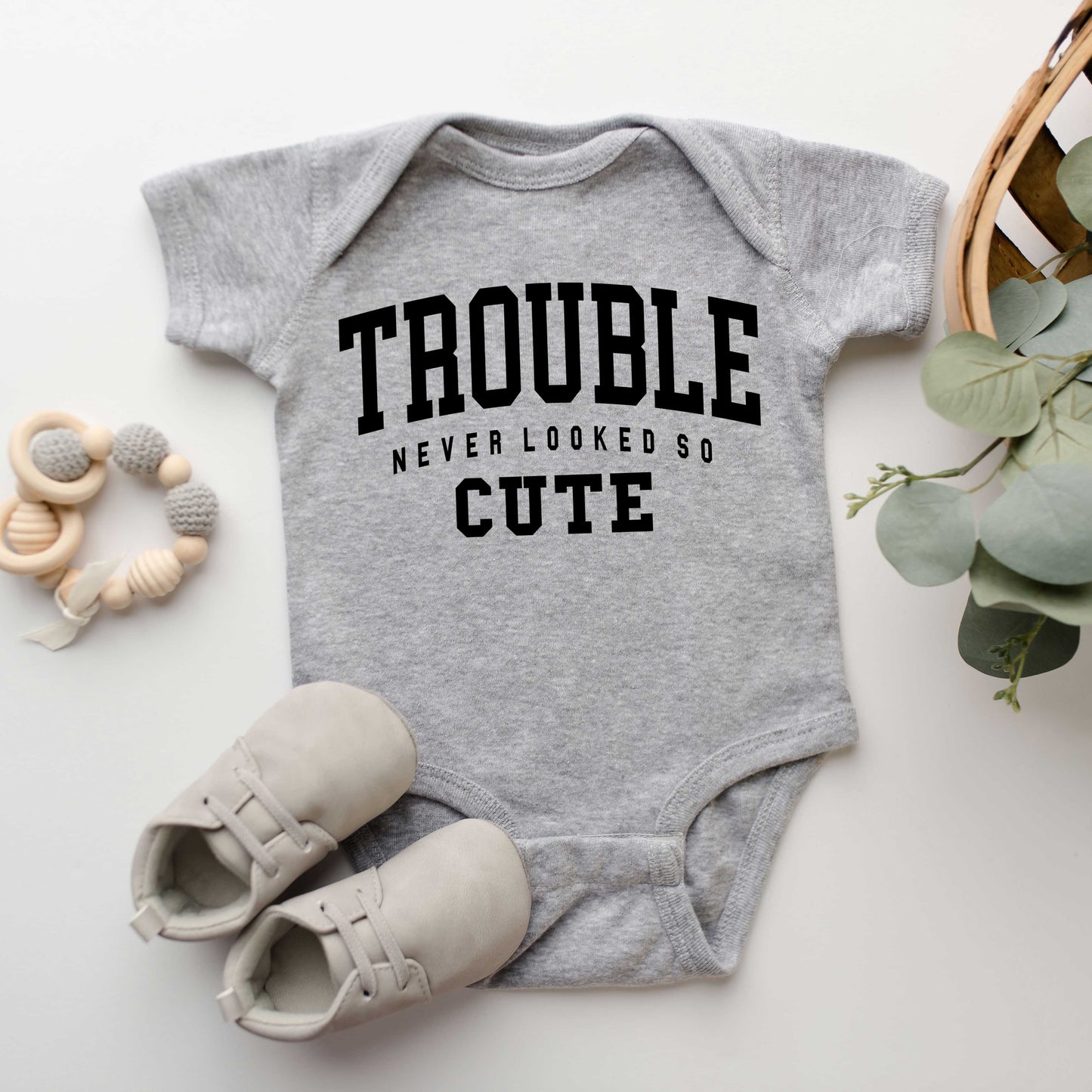 Trouble So Cute | Baby Graphic Short Sleeve Onesie