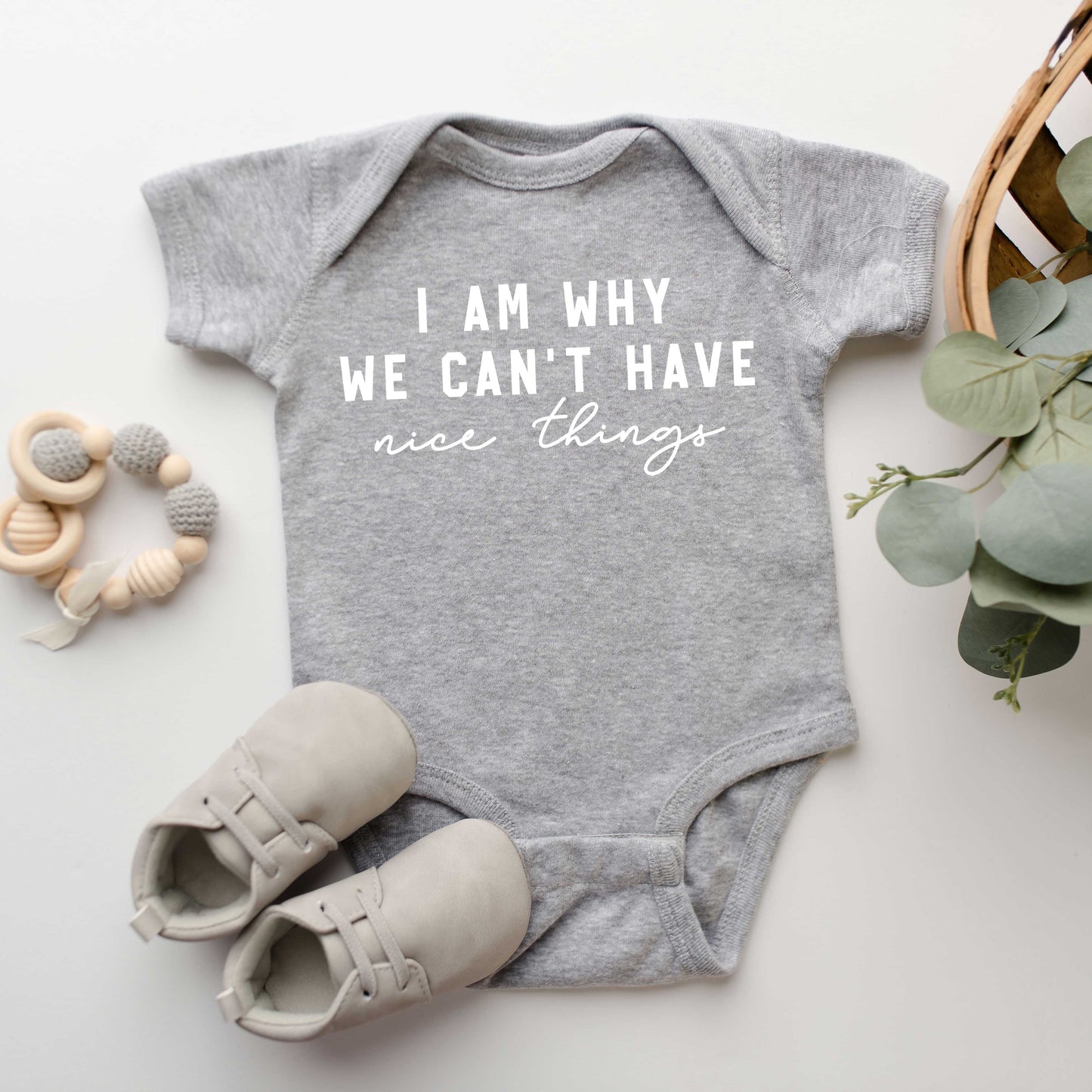 Can't Have Nice Things Cursive | Baby Graphic Short Sleeve Onesie