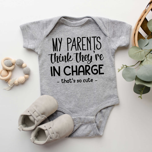 Think They're In Charge | Baby Graphic Short Sleeve Onesie