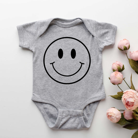 Smiley Face Outline | Baby Graphic Short Sleeve Onesie