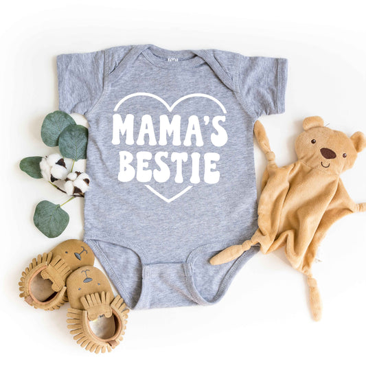 Mama's Bestie Heart | Baby Graphic Short Sleeve Onesie