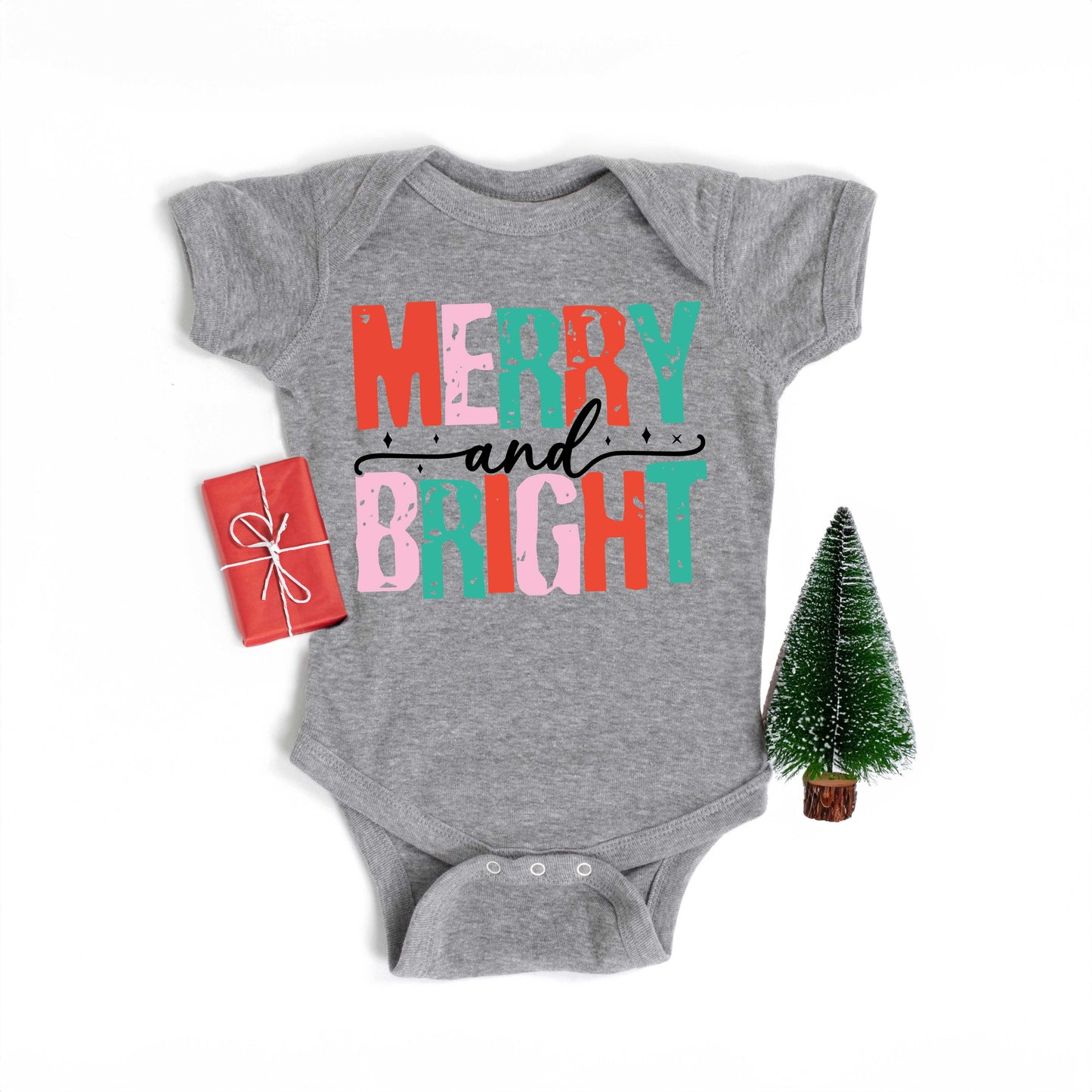 Merry And Bright Colorful | Baby Graphic Short Sleeve Onesie