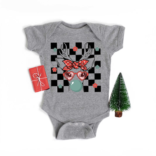 Checkered Reindeer | Baby Graphic Short Sleeve Onesie