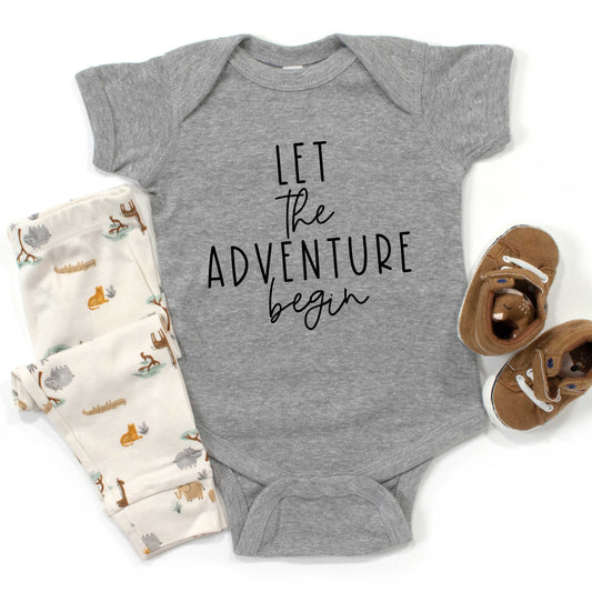 Let The Adventure Begin Script | Baby Graphic Short Sleeve Onesie