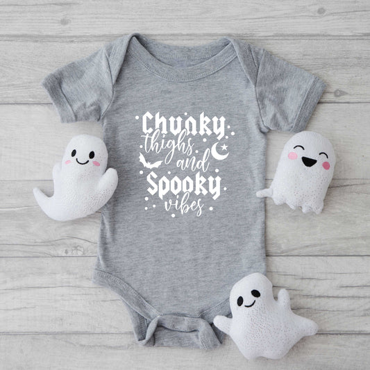 Chunky Thighs And Spooky Vibes | Baby Graphic Short Sleeve Onesie