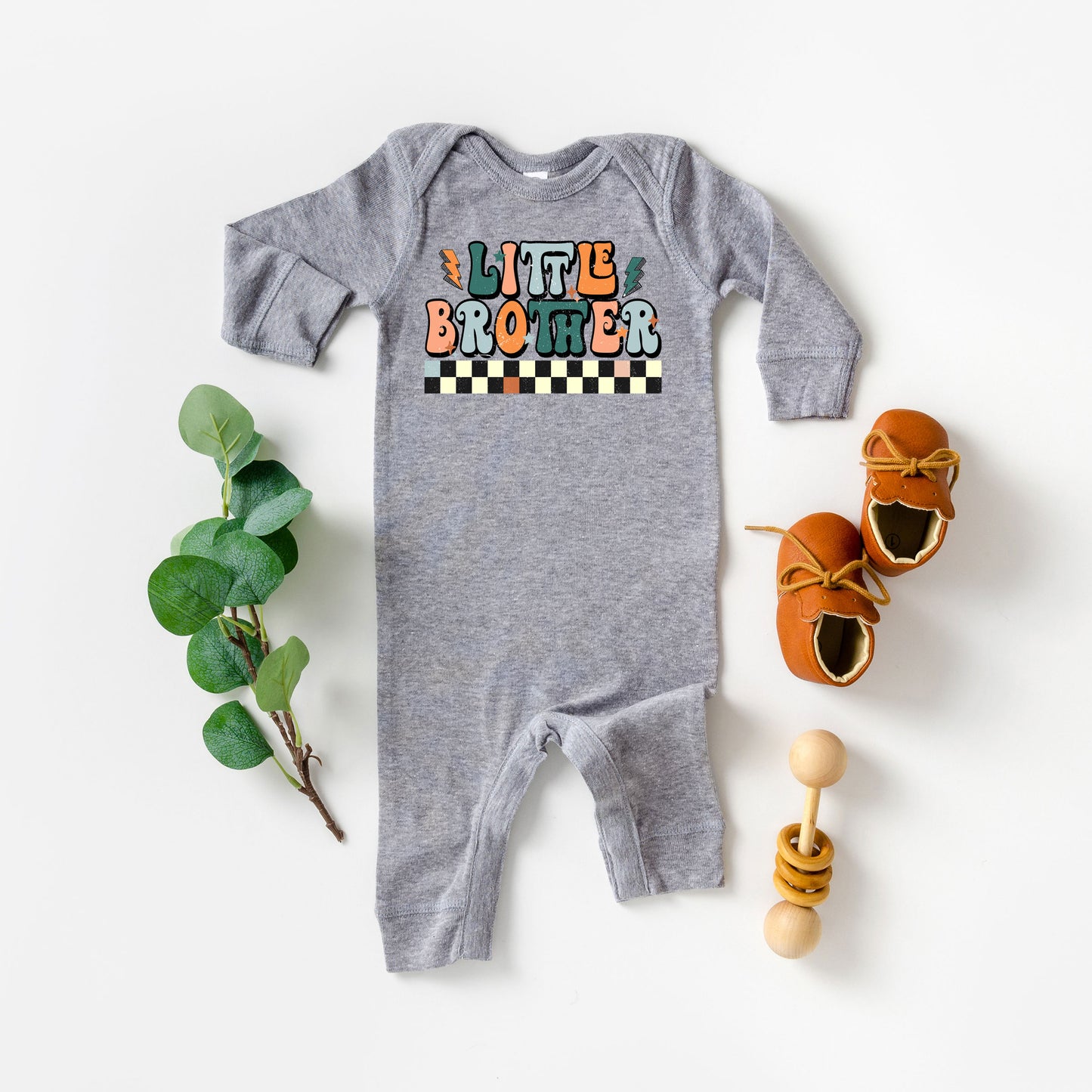 Little Brother Checkered | Baby Graphic Romper