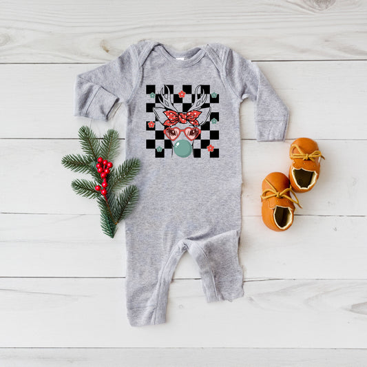 Checkered Reindeer | Baby Graphic Romper