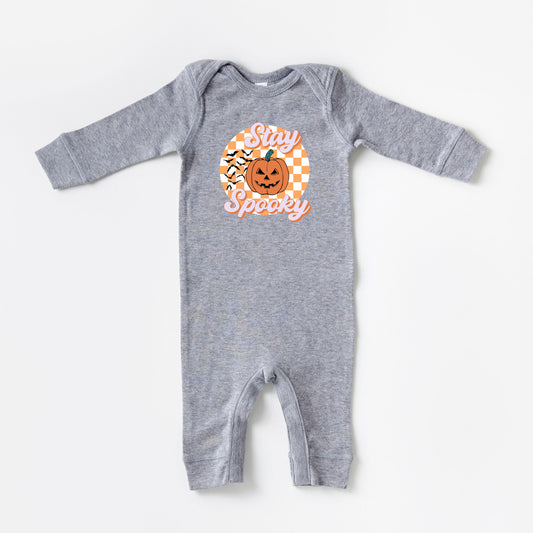Stay Spooky Bats Checkered | Baby Graphic Romper