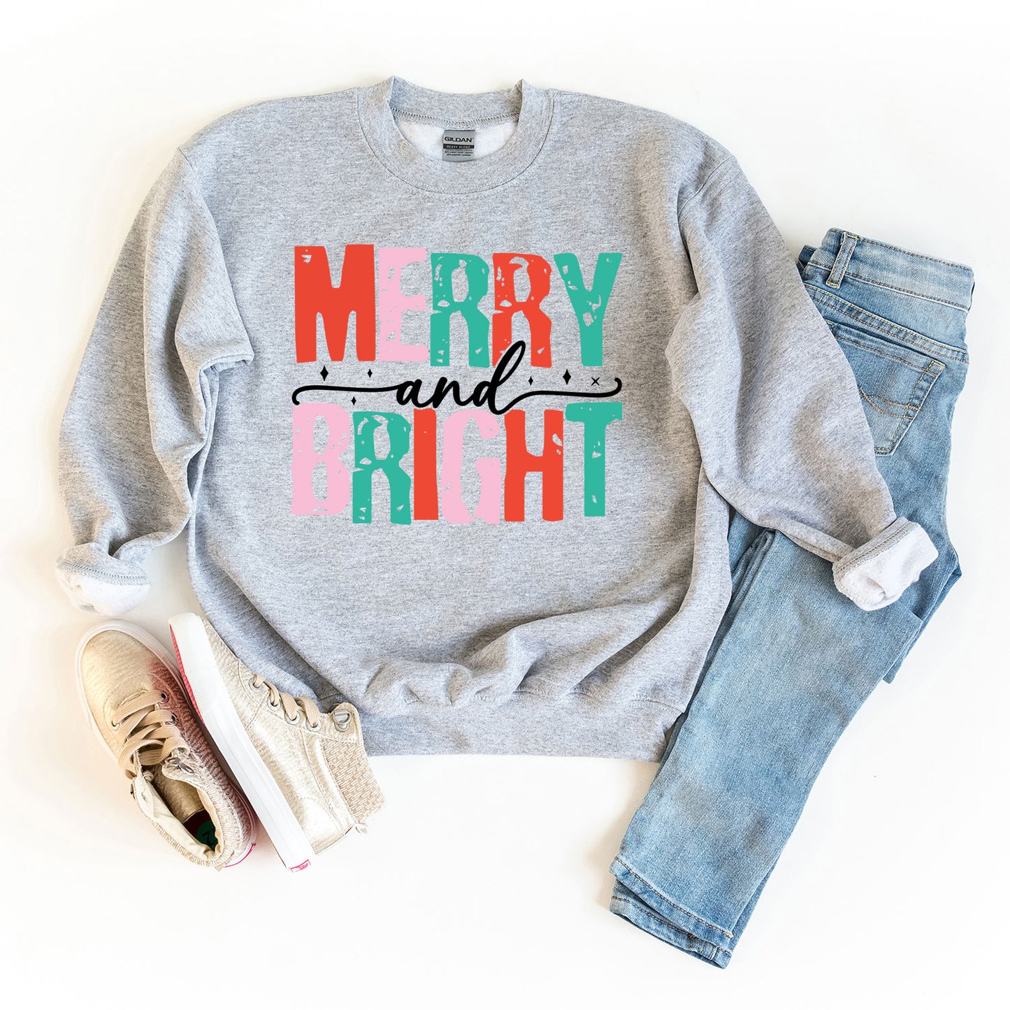 Merry And Bright Colorful | Youth Graphic Sweatshirt