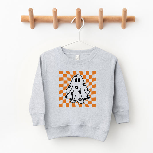 Checkered Flower Ghost | Toddler Graphic Sweatshirt