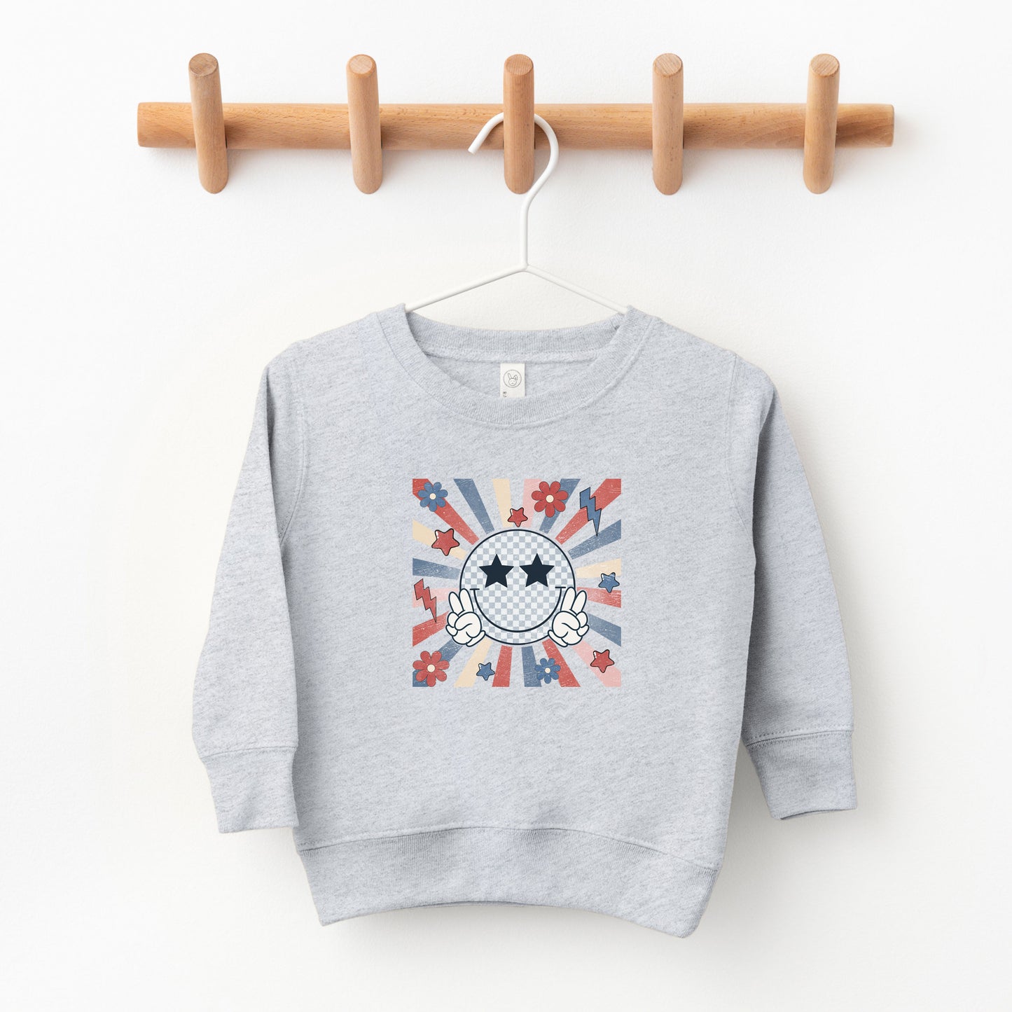 Smiley Peace Sign Flowers | Toddler Sweatshirt