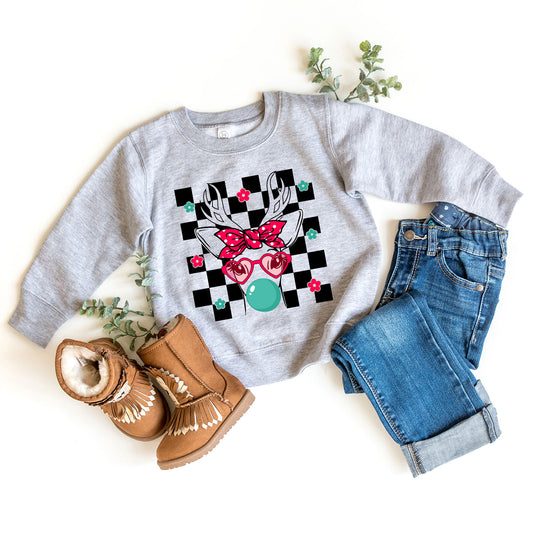 Checkered Reindeer | Toddler Graphic Sweatshirt