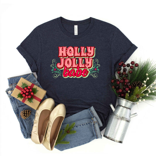 Holly Jolly Babe Stacked | Youth Graphic Short Sleeve Tee