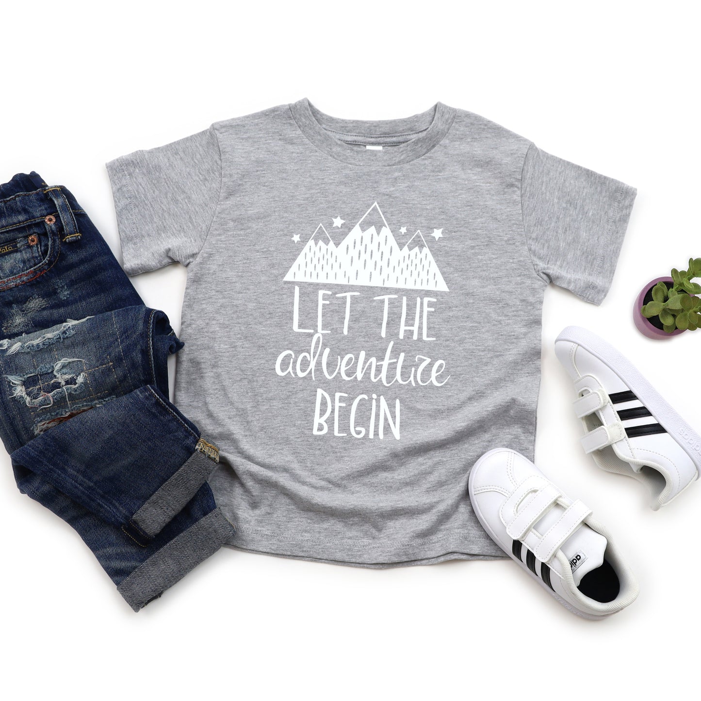 Let The Adventure Begin Mountains | Toddler Short Sleeve Crew Neck