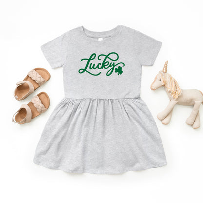 Cursive Lucky Clover | Toddler Graphic Dress