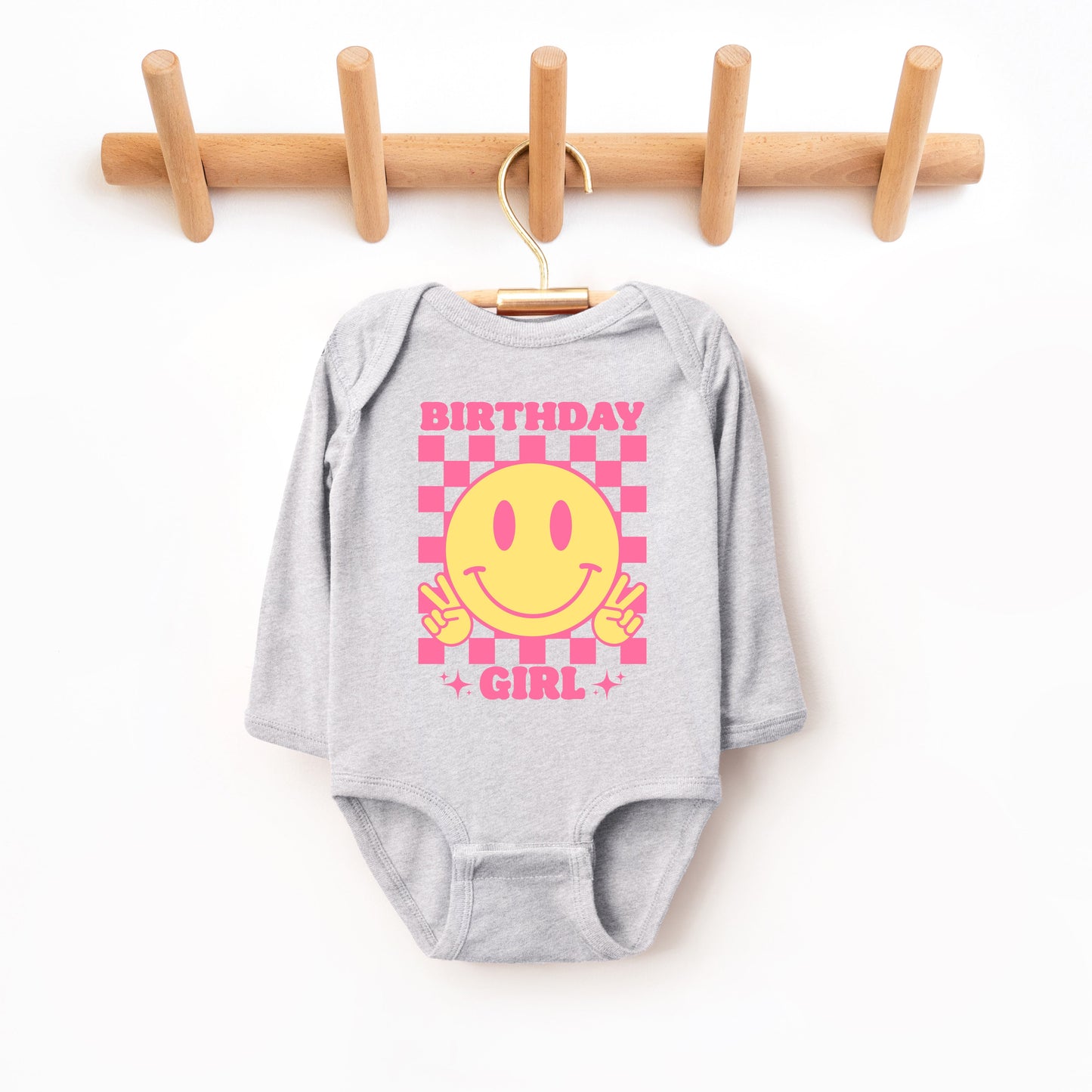 Birthday Girl Checkered | Baby Graphic Long Sleeve Onesie