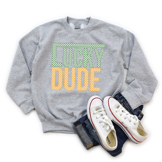 Block Checkered Lucky Dude | Youth Sweatshirt