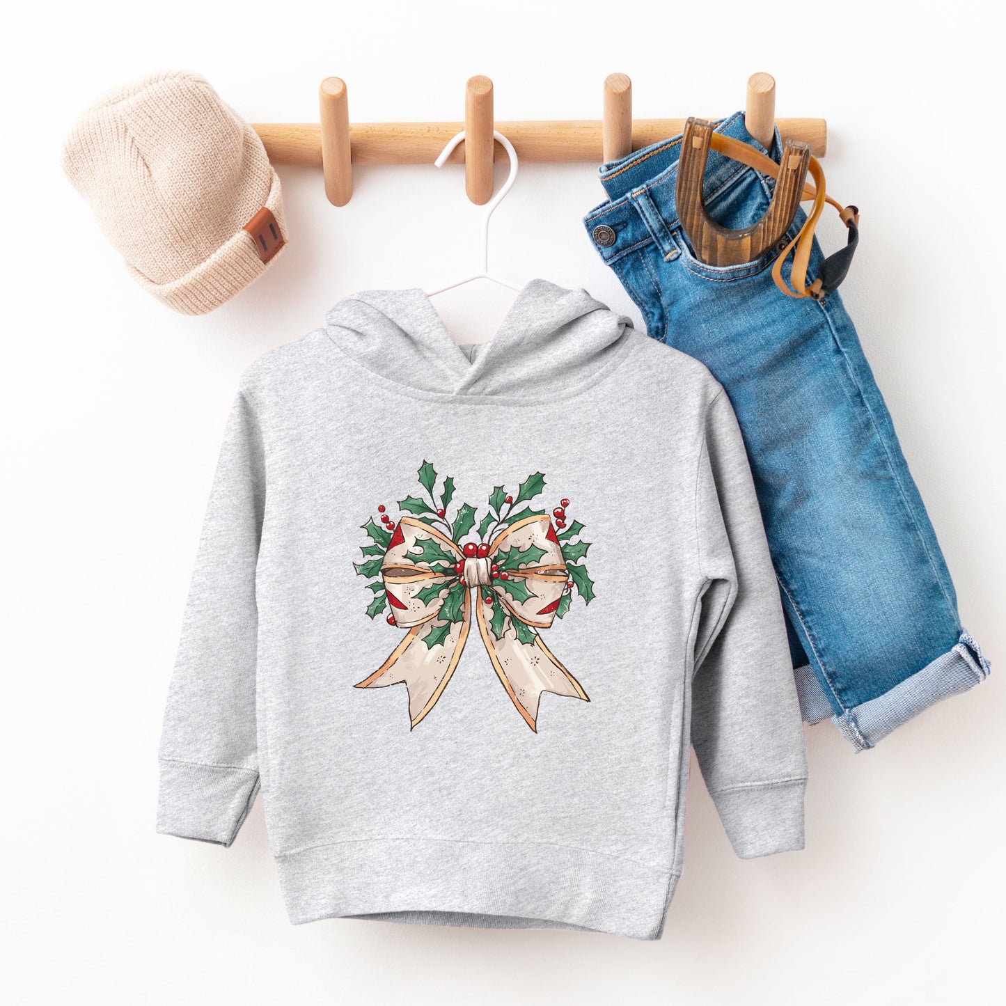 Holly Leaves Coquette | Toddler Graphic Hoodie