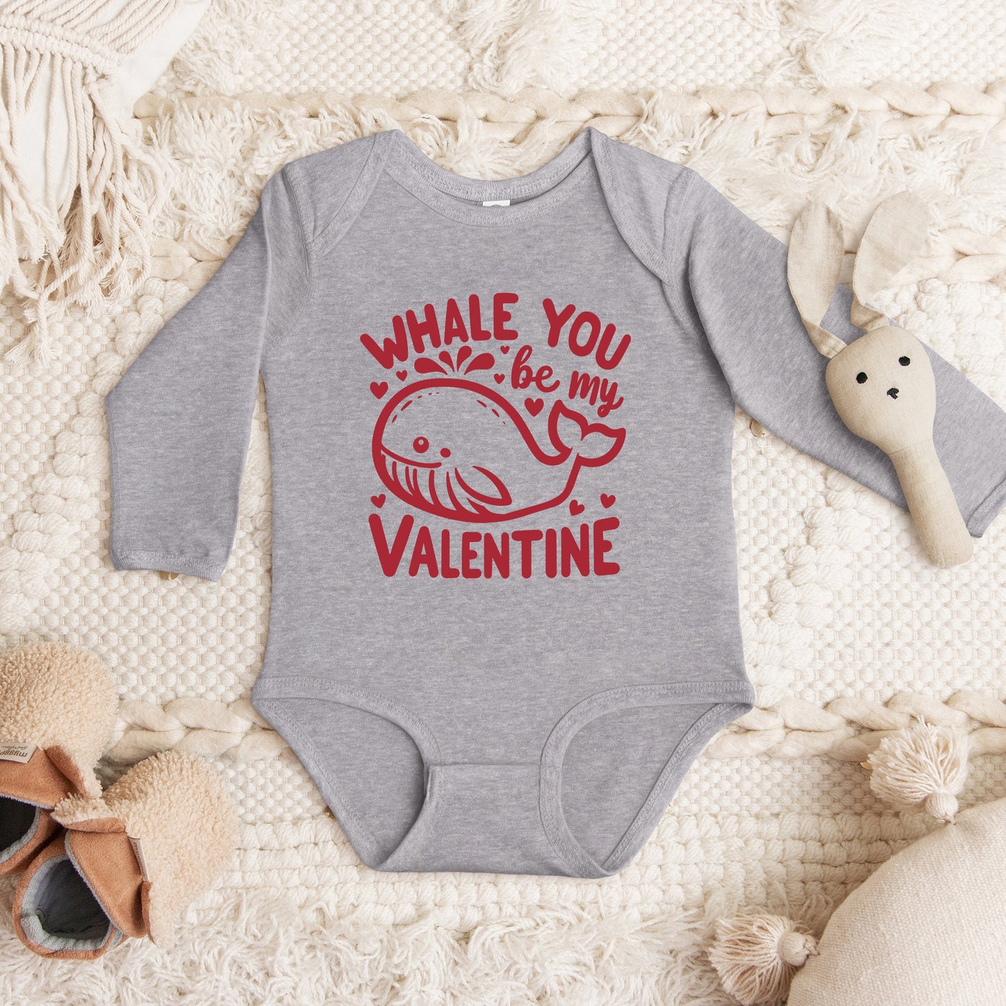 Valentines Whale | Baby Graphic Long Sleeve Onesie