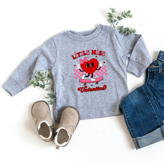 Little Miss Valentine Skateboard | Toddler Graphic Long Sleeve Tee