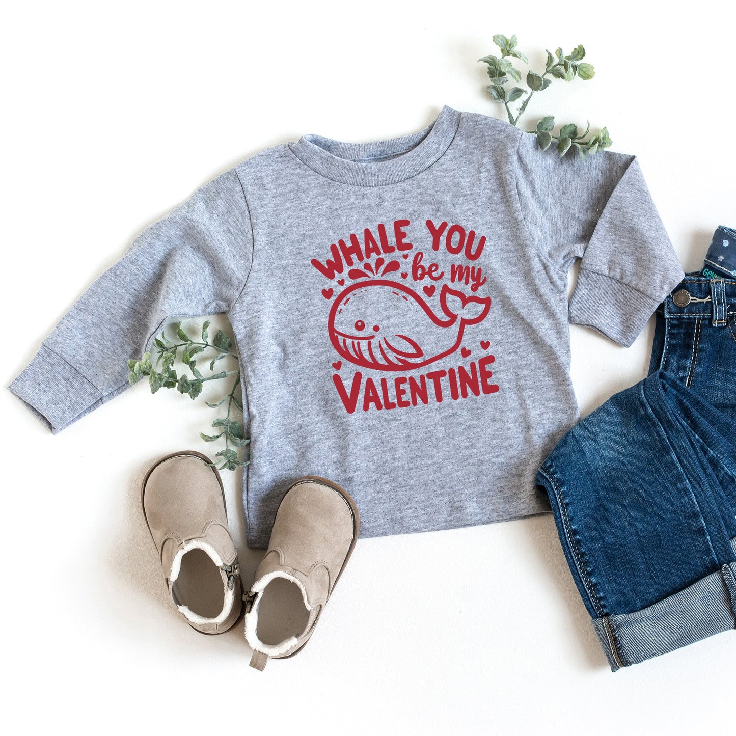 Valentines Whale | Toddler Graphic Long Sleeve Tee