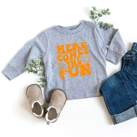 Here Comes The Fun Puff Print | Toddler Graphic Long Sleeve Tee