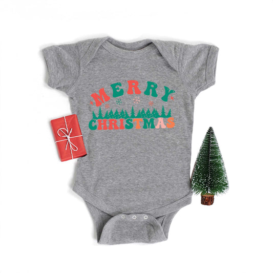 Merry Christmas Trees | Baby Graphic Short Sleeve Onesie