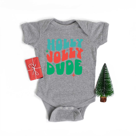 Holly Jolly Dude Wavy | Baby Graphic Short Sleeve Onesie