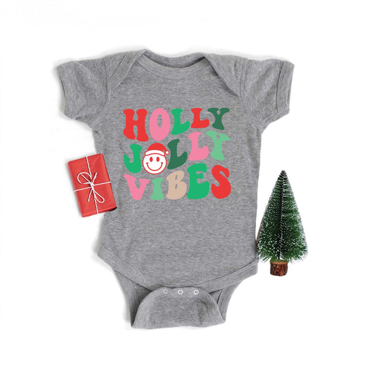 Holly Jolly Vibes Smile | Baby Graphic Short Sleeve Onesie