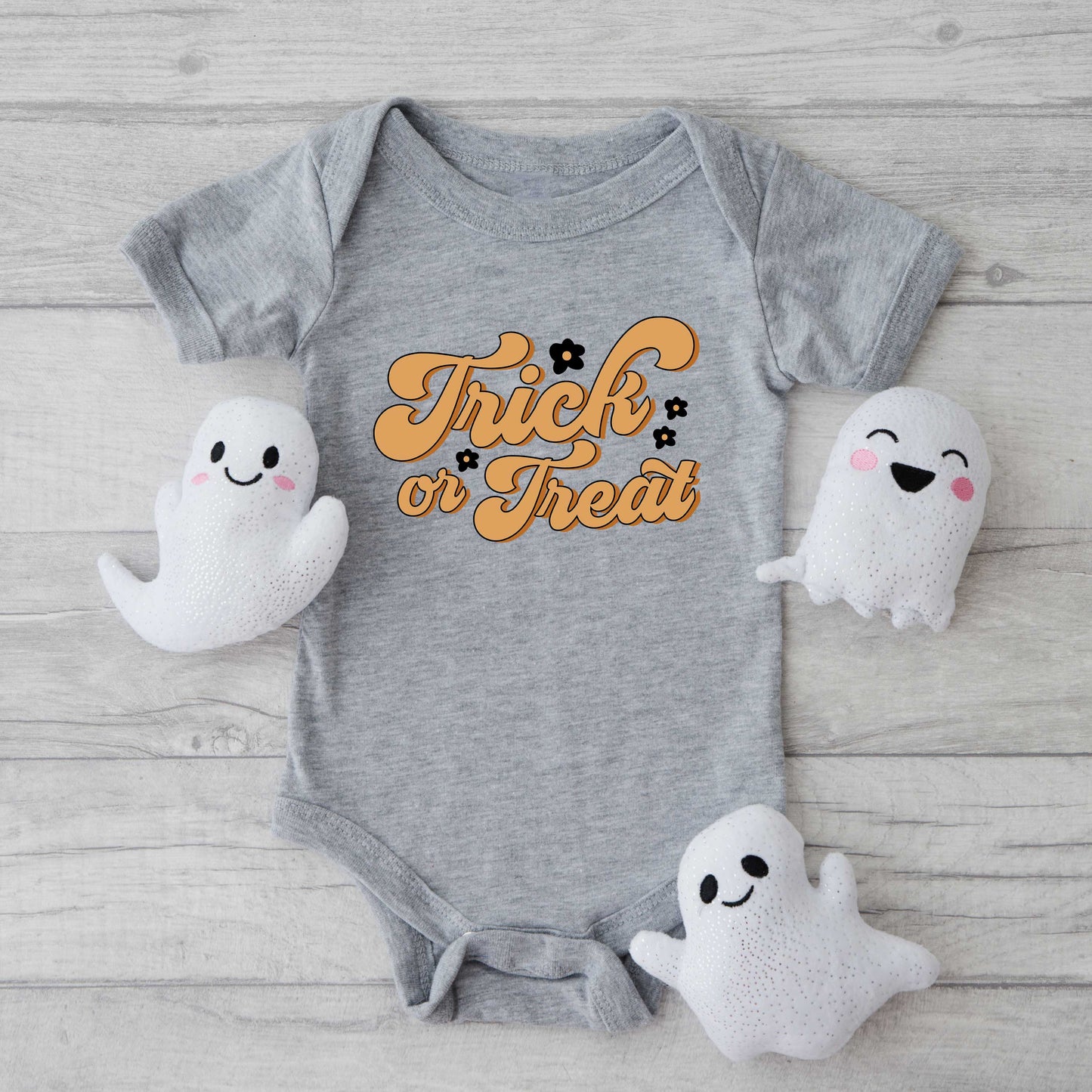 Trick Or Treat Flowers | Baby Graphic Short Sleeve Onesie