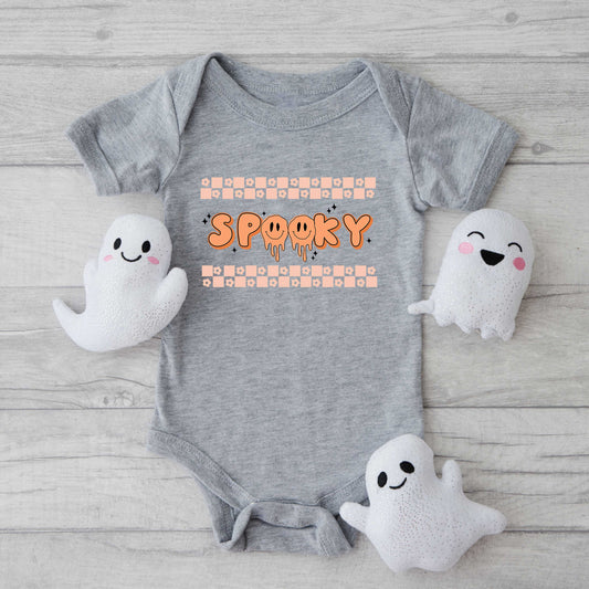 Spooky Checkered Flowers | Baby Graphic Short Sleeve Onesie