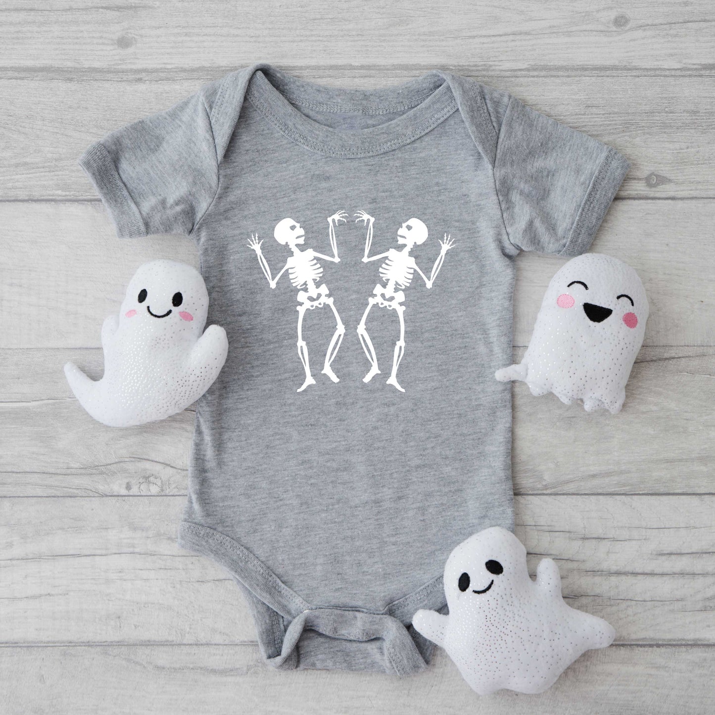 Two Dancing Skeletons | Baby Graphic Short Sleeve Onesie