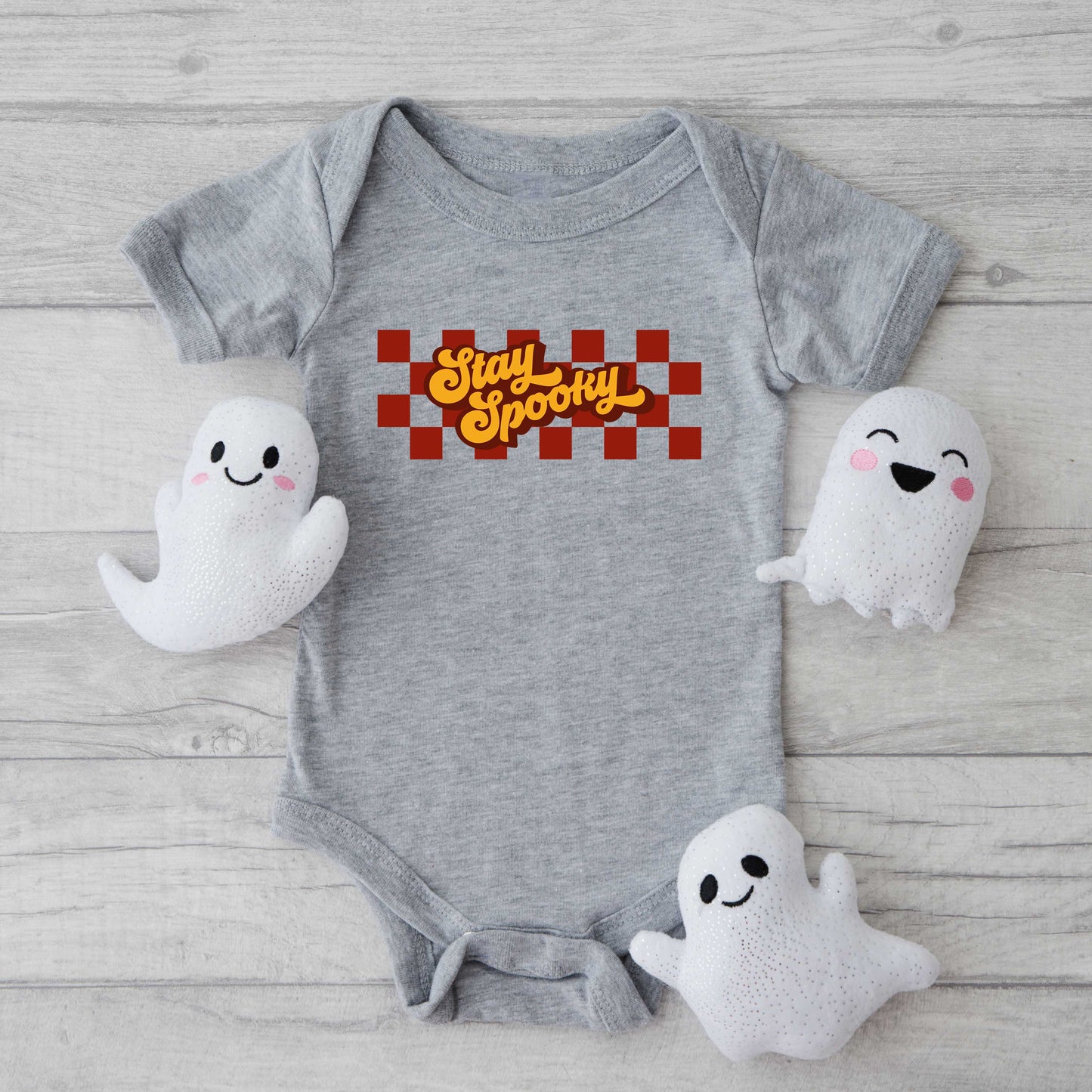 Stay Spooky Retro Checkered | Baby Graphic Short Sleeve Onesie