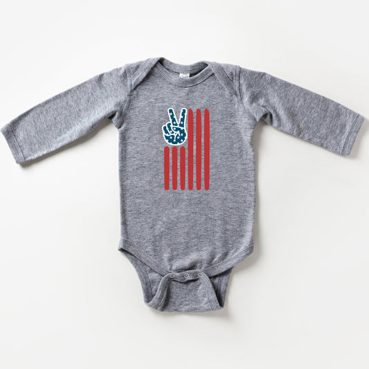 Flag Peace Sign | Baby Long Sleeve Onesie