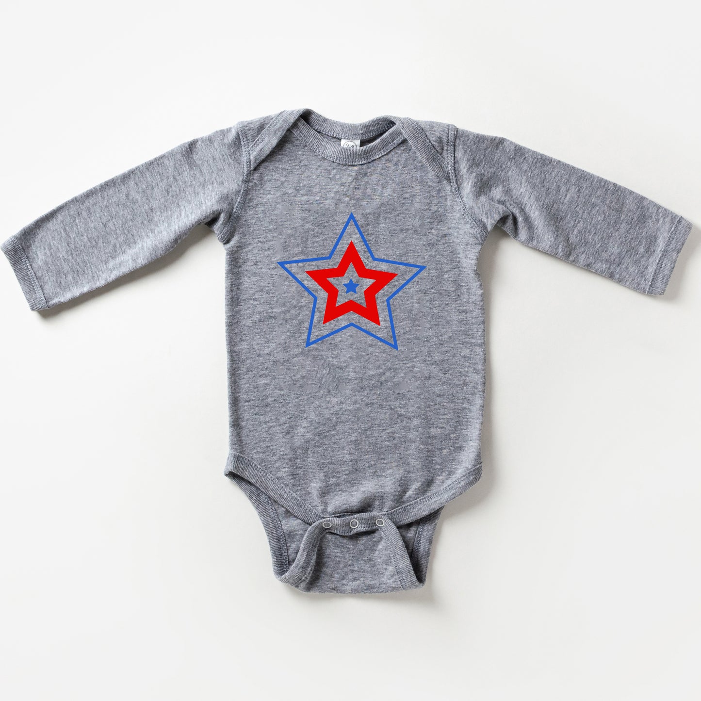 Patriotic Three Stars | Baby Long Sleeve Onesie