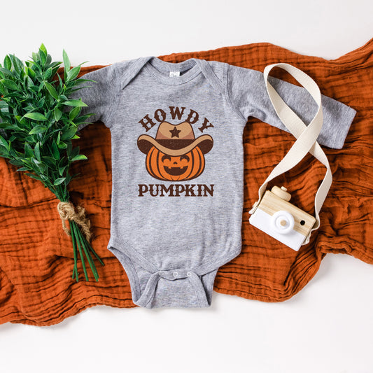 Howdy Pumpkin Hat | Baby Graphic Long Sleeve Onesie