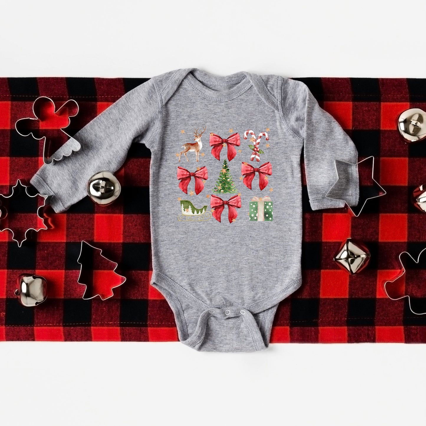 Coquette Christmas Collage | Baby Graphic Long Sleeve Onesie