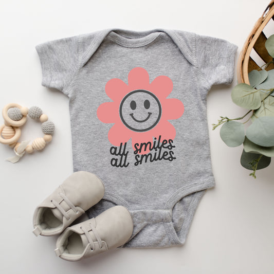 All Smiles Flower | Baby Graphic Short Sleeve Onesie