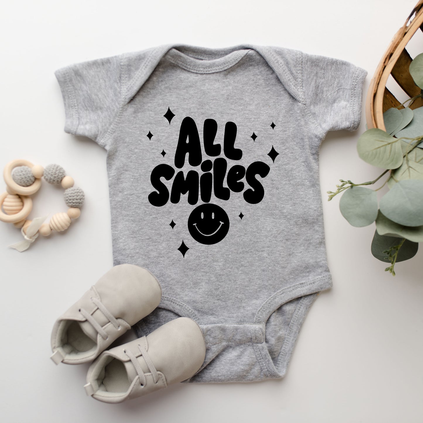 All Smiles Smiley Face | Baby Graphic Short Sleeve Onesie