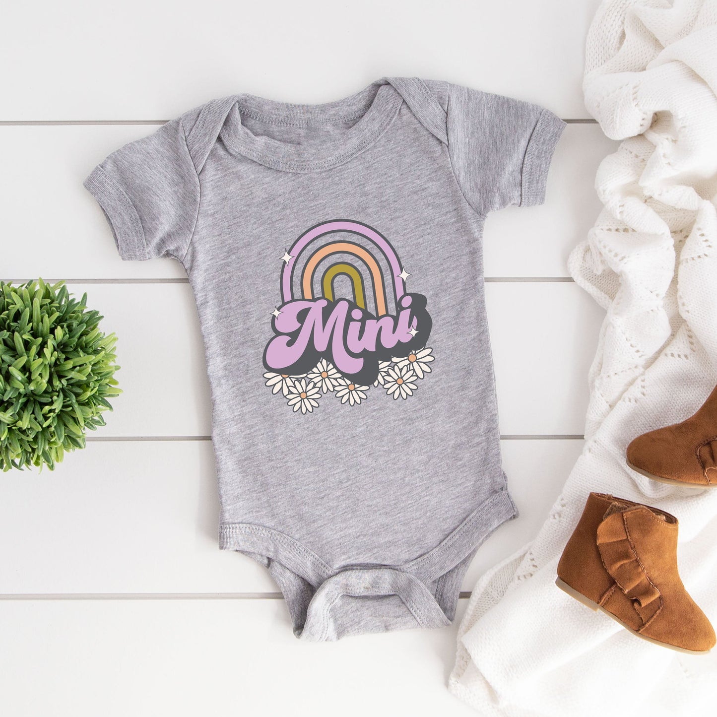 Mini Rainbow Flowers | Baby Graphic Short Sleeve Onesie