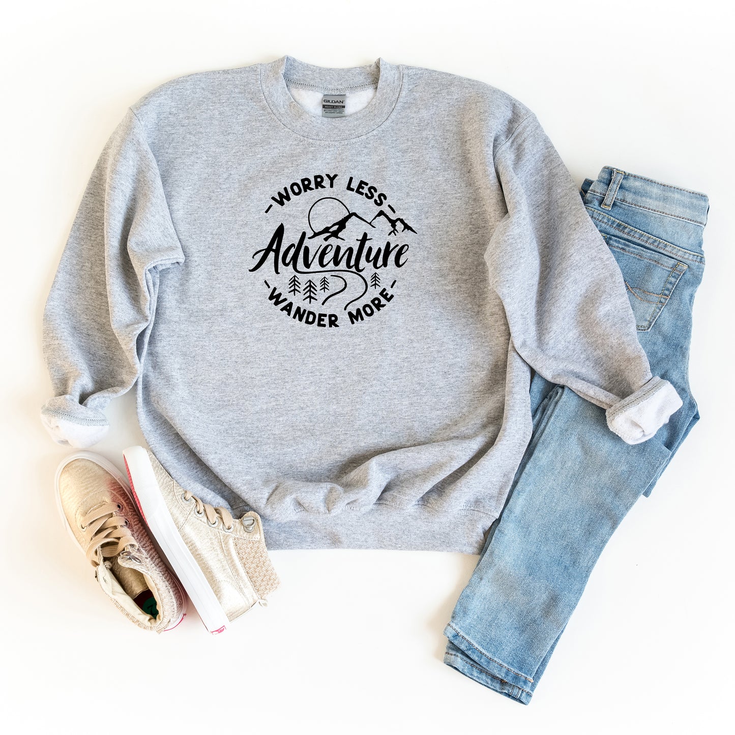 Worry Less Wander More | Youth Graphic Sweatshirt