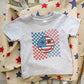 Checkered Patriotic Smily Face | Toddler Short Sleeve Crew Neck