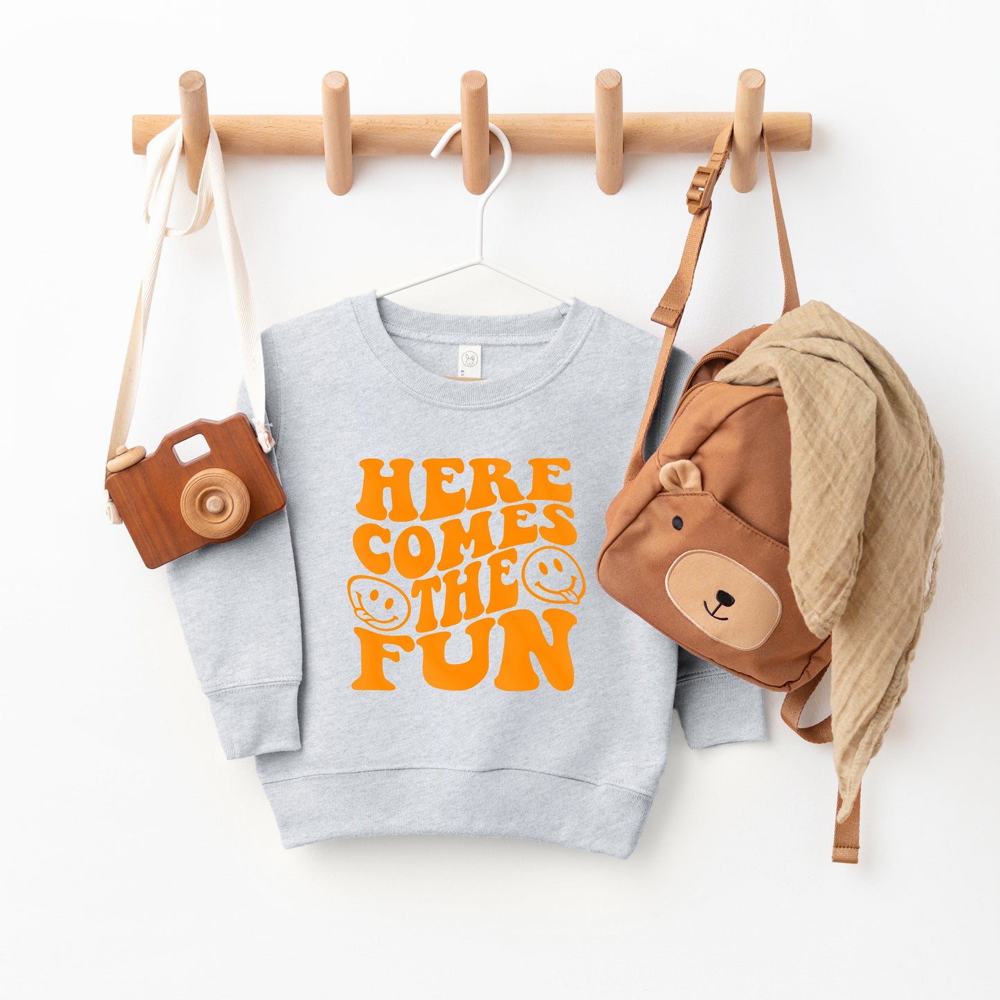 Here Comes The Fun Puff Print | Youth Ultra-Soft Graphic Sweatshirt