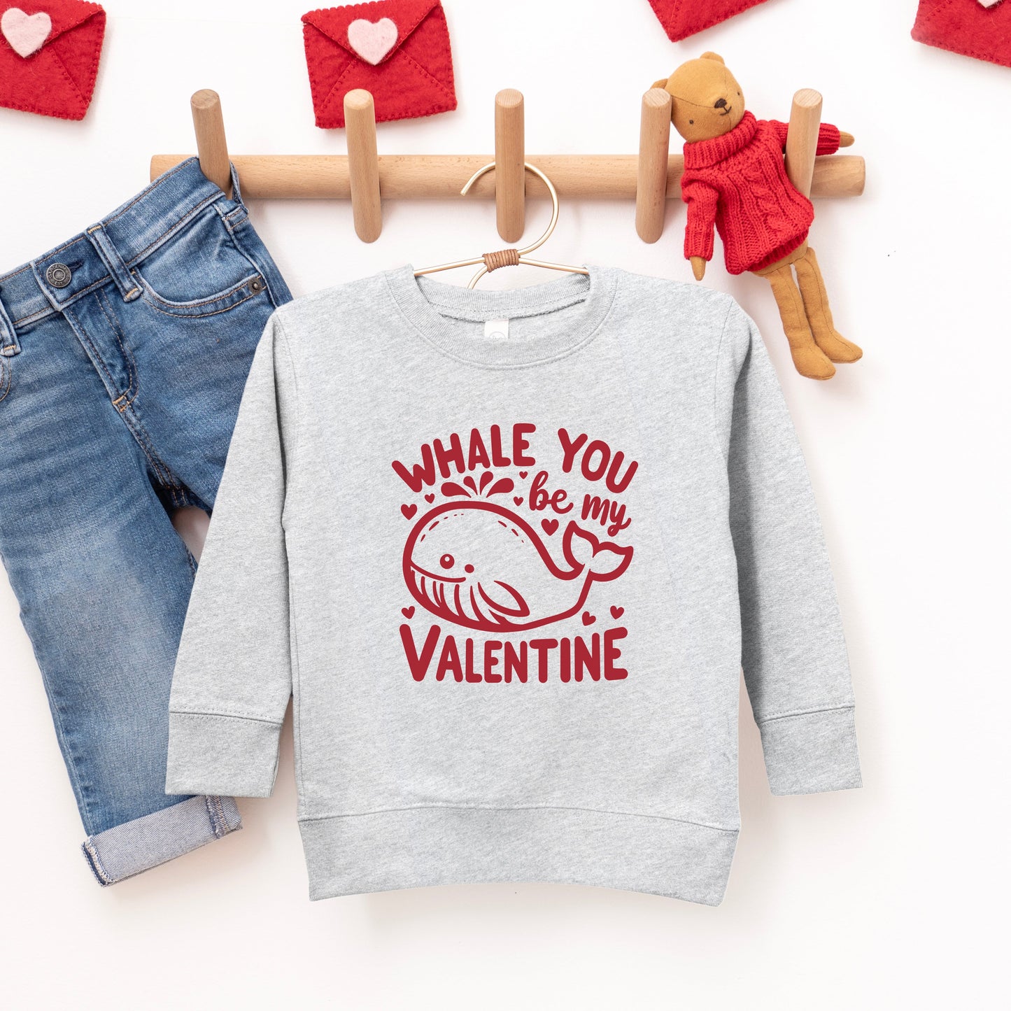 Valentines Whale | Youth Ultra-Soft Graphic Sweatshirt