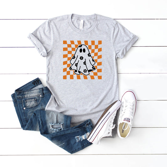 Checkered Flower Ghost | Youth Graphic Short Sleeve Tee