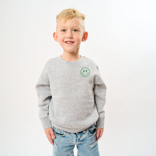 Embroidered Smiley Face Outline | Youth Ultra-Soft Graphic Sweatshirt