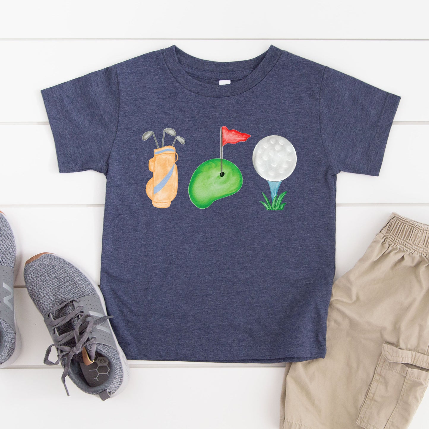 Golf Icons Watercolor | Toddler Graphic Short Sleeve Tee