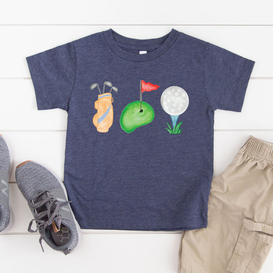 Golf Icons Watercolor | Toddler Graphic Short Sleeve Tee